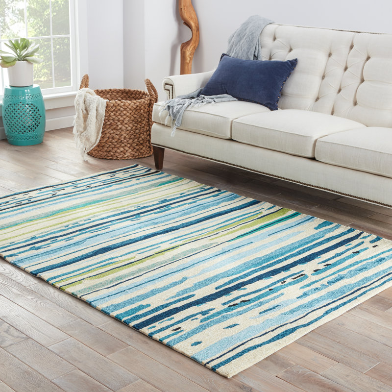 Latitude Run Angelina HandHooked Polypropylene Blue/Green Outdoor Area Rug & Reviews Wayfair